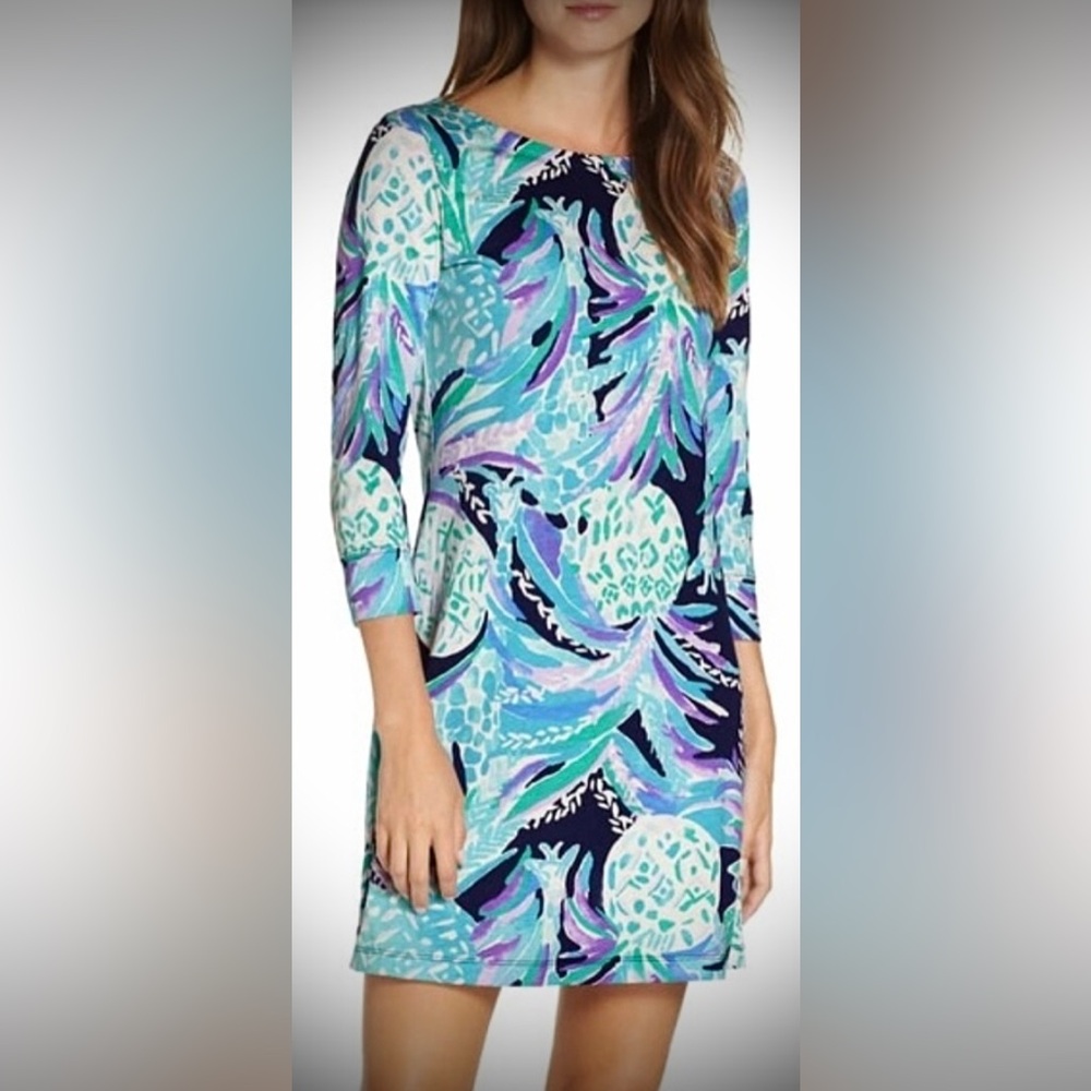 Lilly Pulitzer Hollee Sneak A Beak Cutout Mini Dress Pima Cotton in Blue size M